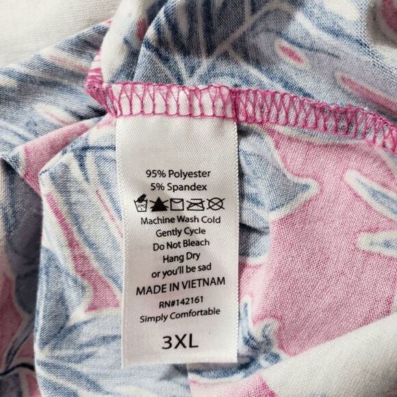 bright tropical floral scoop-neck tee / soft stretch top – women’s 3XL - Picture 5 of 6